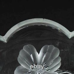 Antique ABP Glass Linear Cut Crystal Bowl Floral Daisy & Leaves Pattern 8.5 D