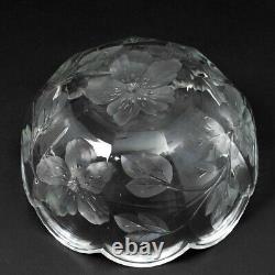 Antique ABP Glass Linear Cut Crystal Bowl Floral Daisy & Leaves Pattern 8.5 D