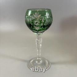Antique AJKA Marsala Cut To Clear Crystal Cordial Glasses Green Blue Red Yellow