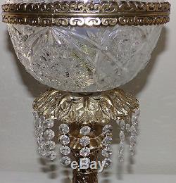 Antique ART NOUVEAU Cut Crystal Lamp 24KT Gold Plated over Brass Vintage Lamps
