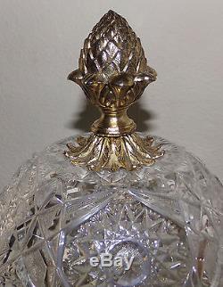 Antique ART NOUVEAU Cut Crystal Lamp 24KT Gold Plated over Brass Vintage Lamps