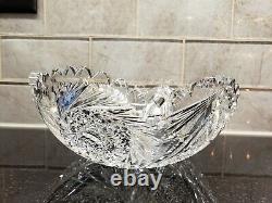 Antique American Abp Brilliant Cut Glass/crystal Bowl Hobstar Saw Tooth Pinwheel