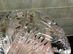 Antique American Abp Brilliant Cut Glass/crystal Bowl Hobstar Saw Tooth Pinwheel