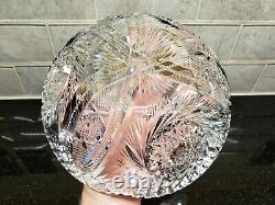 Antique American Abp Brilliant Cut Glass/crystal Bowl Hobstar Saw Tooth Pinwheel