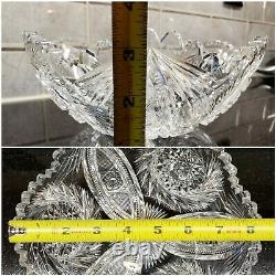 Antique American Abp Brilliant Cut Glass/crystal Bowl Hobstar Saw Tooth Pinwheel