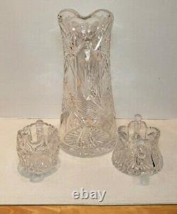 Antique American Brilliant ABP Cut Glass Crystal Pitcher withCreamer & Sugar Lot