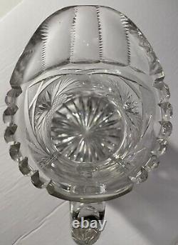 Antique American Brilliant Abp Heavy Cut Crystal Glass Pitcher Pinwheels Stars