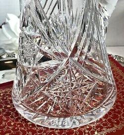 Antique American Brilliant Crystal Water Pitcher Pinwheel, X, Star of David Cuts