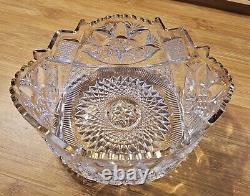 Antique American Brilliant Cut Crystal Bowl With 18k Gold Plated Trim BEAUTIFUL
