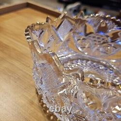 Antique American Brilliant Cut Crystal Bowl With 18k Gold Plated Trim BEAUTIFUL