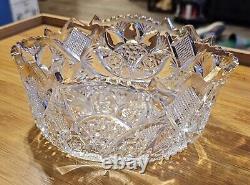 Antique American Brilliant Cut Crystal Bowl With 18k Gold Plated Trim BEAUTIFUL
