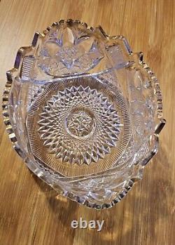 Antique American Brilliant Cut Crystal Bowl With 18k Gold Plated Trim BEAUTIFUL