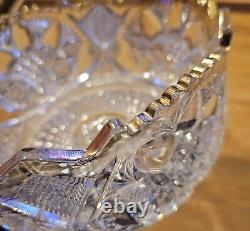 Antique American Brilliant Cut Crystal Bowl With 18k Gold Plated Trim BEAUTIFUL