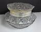Antique American Brilliant Cut Crystal Glass Large Dresser Box with silver plate