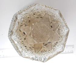 Antique American Brilliant Cut Crystal Glass Large Dresser Box with silver plate