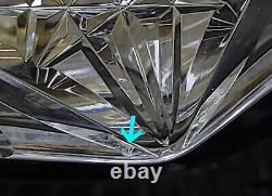 Antique American Brilliant Cut Crystal Glass Large Dresser Box with silver plate