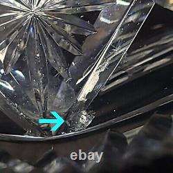 Antique American Brilliant Cut Crystal Glass Large Dresser Box with silver plate