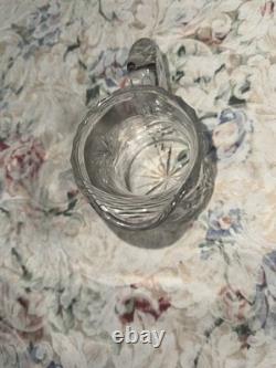 Antique American Brilliant Cut Crystal Hobstar Pitcher 12 Heavy