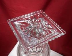 Antique American Brilliant Cut Crystal Vase Signed Pedestal Base Queen Lace 17T