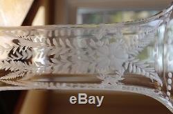 Antique American Brilliant Cut Engraved Glass Crystal Abp Sinclaire Tall Vase