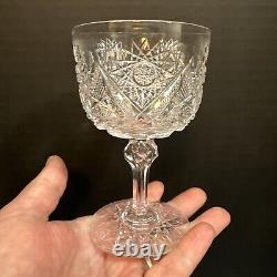 Antique American Brilliant Cut Glass 4.5 Cordial Wine Glasses Set Of 7
