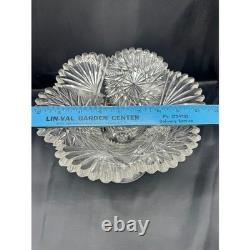 Antique American Brilliant Cut Glass Bowl Hobstar Fan Scalloped Rim ABP Crystal