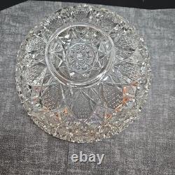 Antique American Brilliant Cut Glass Bowl Sawtooth Stars 10.5 x 5 Bowl Heavy Antique American Brilliant Cut Glass Bowl Sawtooth Stars 10.5 x 5 Bowl Heavy