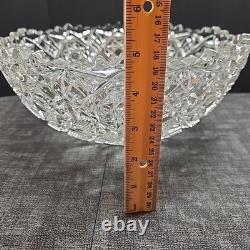 Antique American Brilliant Cut Glass Bowl Sawtooth Stars 10.5 x 5 Bowl Heavy
