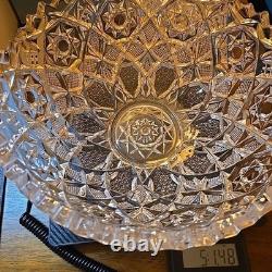 Antique American Brilliant Cut Glass Bowl Sawtooth Stars 10.5 x 5 Bowl Heavy