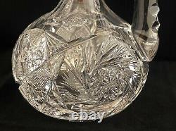 Antique American Brilliant Cut Glass Crystal Abp Handled Decanter Carafe