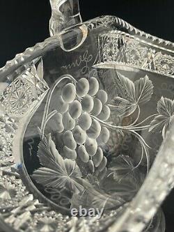 Antique American Brilliant Cut Glass Crystal Abp Rare Charles Tuthill Basket