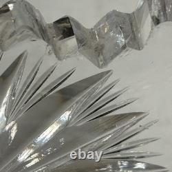 Antique American Brilliant Cut Glass Crystal Bowl Heart & Hobstar