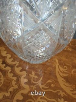 Antique American Brilliant Cut Glass Crystal Clear Pitcher #208 Triple Notch