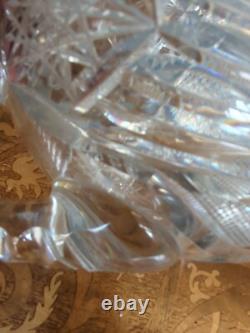 Antique American Brilliant Cut Glass Crystal Clear Pitcher #208 Triple Notch