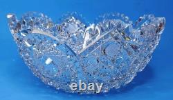 Antique American Brilliant Cut Glass Crystal Large Bowl 9 Stunning 4.5 Deep