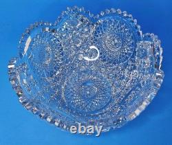 Antique American Brilliant Cut Glass Crystal Large Bowl 9 Stunning 4.5 Deep