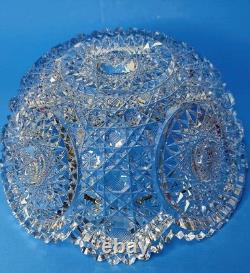 Antique American Brilliant Cut Glass Crystal Large Bowl 9 Stunning 4.5 Deep