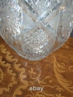 Antique American Brilliant Cut Glass Crystal Pitcher #208 Triple Notch