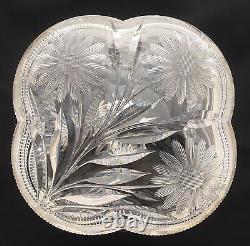 Antique American Brilliant Cut Glass Crystal Quatrefoil Clover Dresser Box