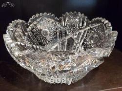 Antique American Brilliant Cut Glass Heavy Crystal Bowl 8