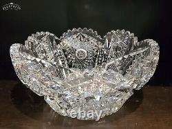 Antique American Brilliant Cut Glass Heavy Crystal Bowl 8