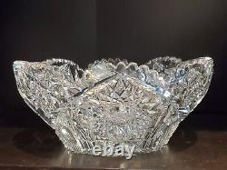 Antique American Brilliant Cut Glass Heavy Crystal Bowl 8