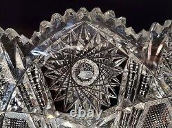 Antique American Brilliant Cut Glass Heavy Crystal Bowl 8