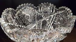 Antique American Brilliant Cut Glass Heavy Crystal Bowl 8