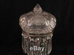 Antique American Brilliant Cut Glass Mushroom Table Lamp30 Crystal PrismsVGC