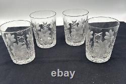 Antique American Brilliant Daisy Cut Glass Water Whiskey/Juice Tumble Set Of 4