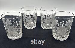 Antique American Brilliant Daisy Cut Glass Water Whiskey/Juice Tumble Set Of 4