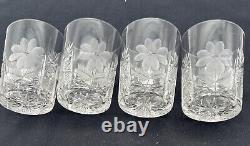 Antique American Brilliant Daisy Cut Glass Water Whiskey/Juice Tumble Set Of 4