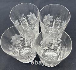 Antique American Brilliant Daisy Cut Glass Water Whiskey/Juice Tumble Set Of 4