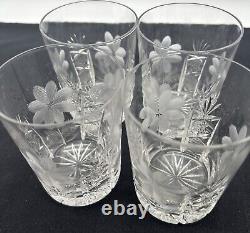 Antique American Brilliant Daisy Cut Glass Water Whiskey/Juice Tumble Set Of 4
